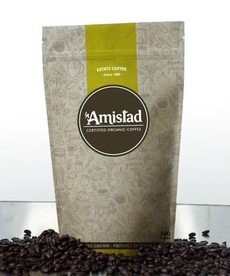 Aluminum Foil Stand Up Coffee Bean Packaging Bags With Ziplock Re-useable