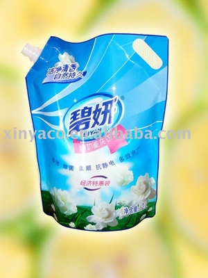 2L Flexible Printed Plastic Detergent Spouted Pouch with Bottom Gusset , Handle