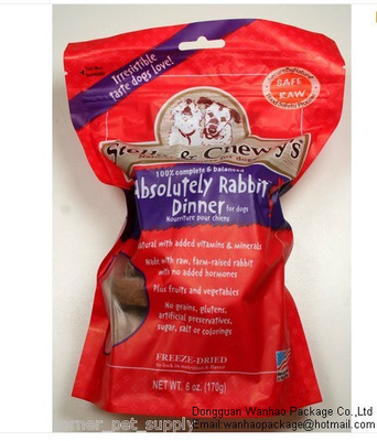 Customized Quad seal Pet Food Packaging , Zip lock / Side Gusseted Type