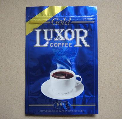 Aluminum Foil Laminated Stand Up Zip-Lock Coffee Packaging Bags With Degassing Valve