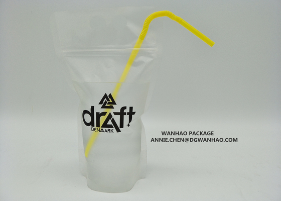 Custom Printed Liquid Packaging Water Fruit Juice Stand Up Pouch With Handle