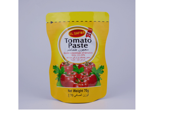 Custom Printed 70g Tomato Sauce Stand Up Packaging Pouch Kethup Spicy Curry Sachet