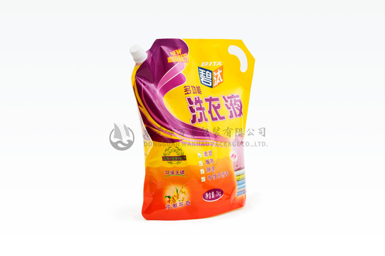 Plastic Custom Printed Spout Pouch , 500ml laundry detergent Spout Bag with Handle